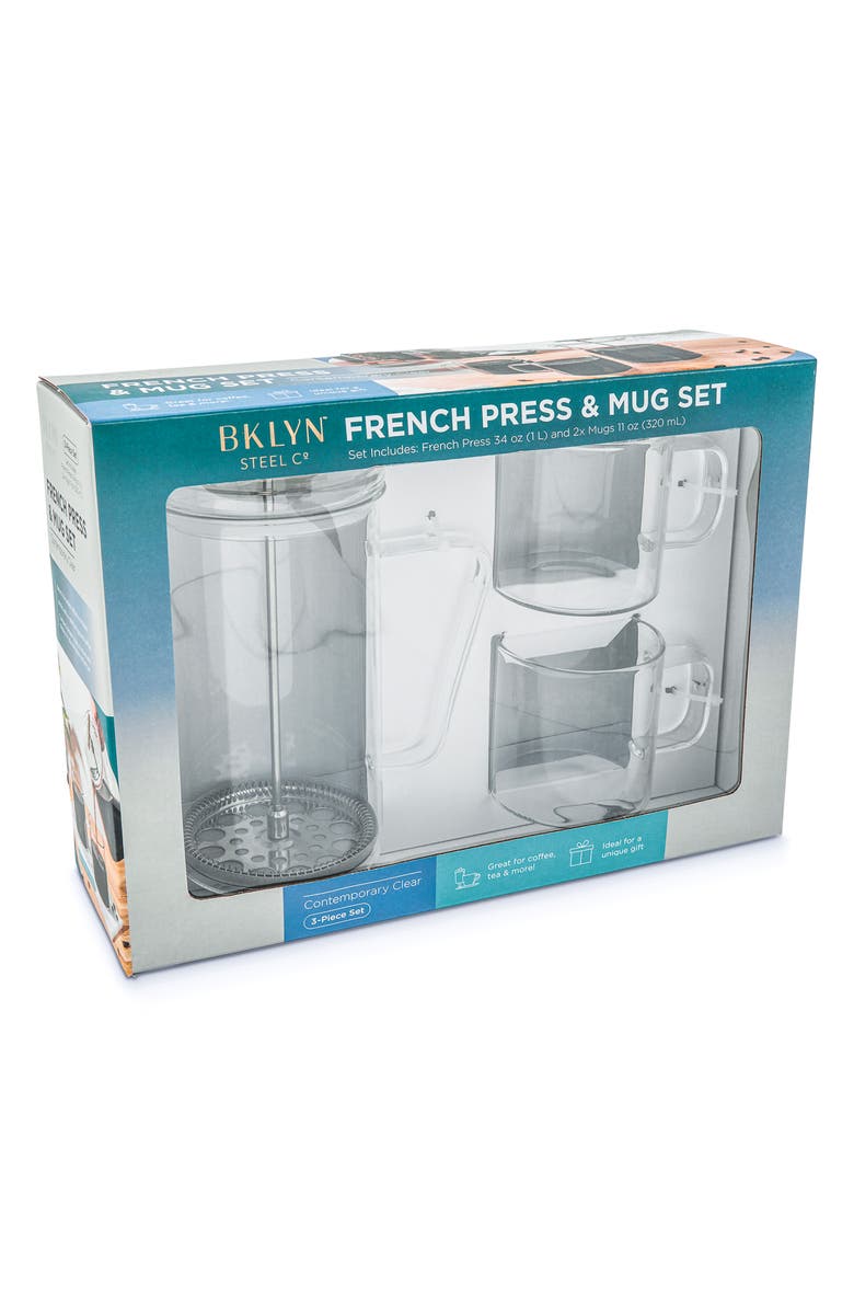 Core Home Clear Glass French Press 3-Piece Set, Alternate, color, Clear