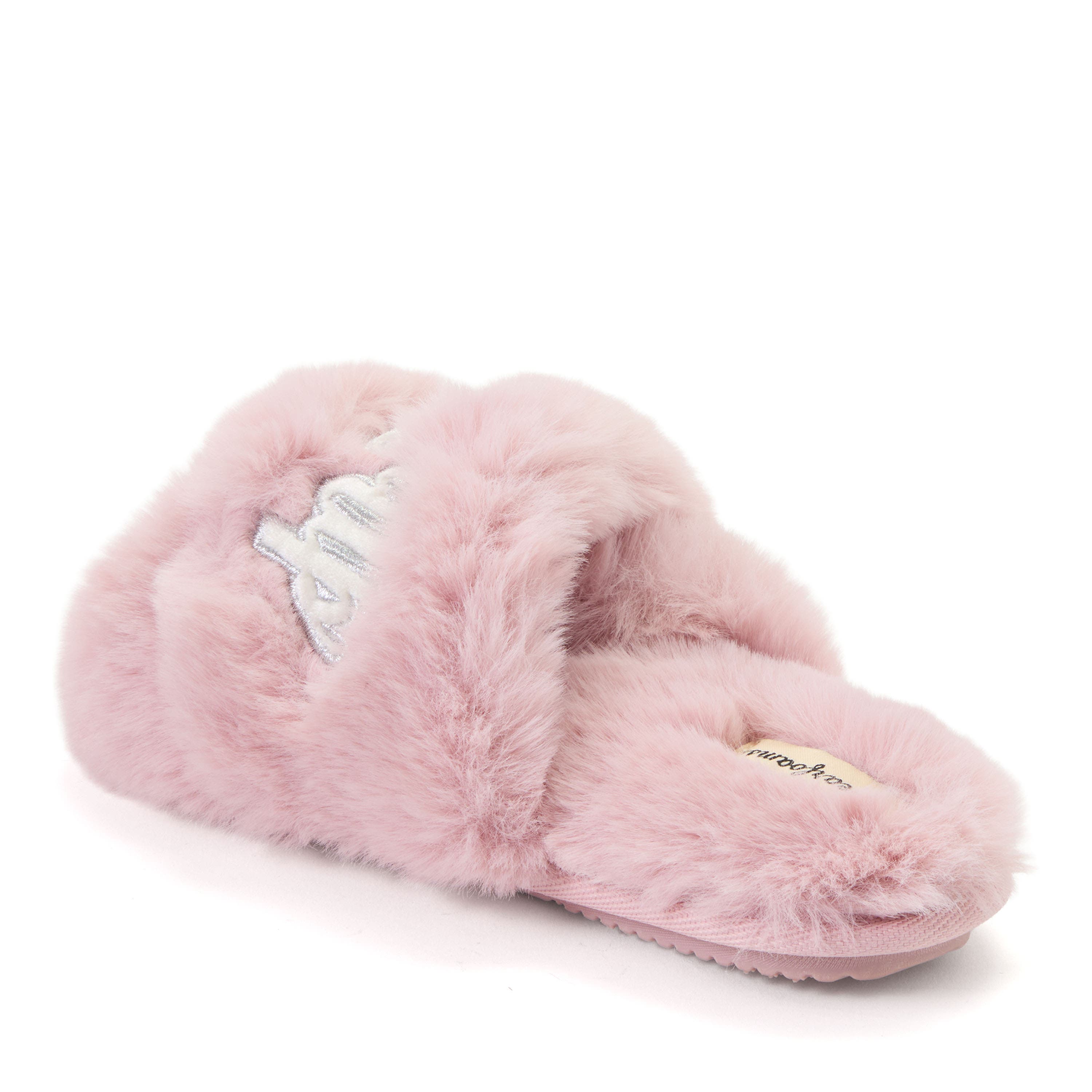Fur Slide Slippers, Alternate, color, PALE MAUVE