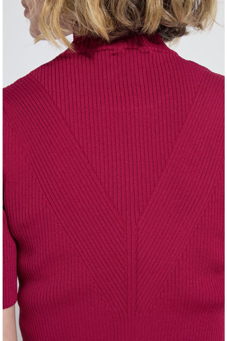 Bernadette Mock Neck Short Sleeve Sweater, Alternate, color, FUCHSIA RED
