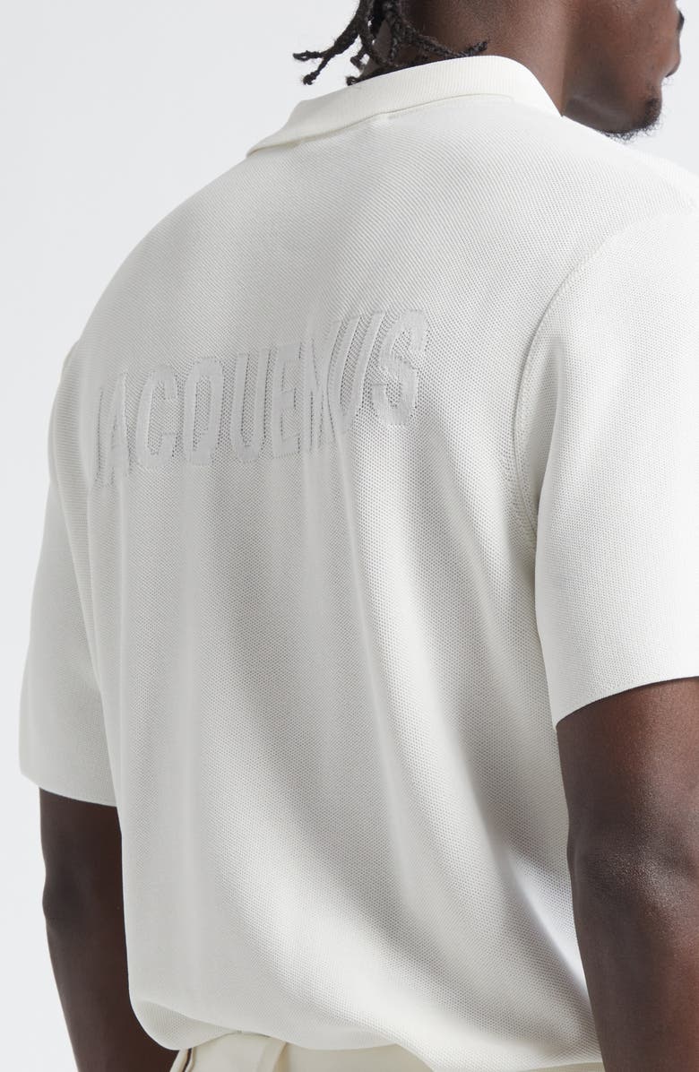 Jacquemus Le Polo Maille Loose Fit Piqué Polo, Alternate, color, Off-White
