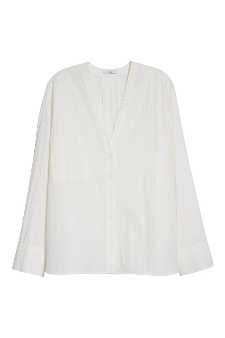 Boxy V-Neck Blouse, Alternate, color, WHITE
