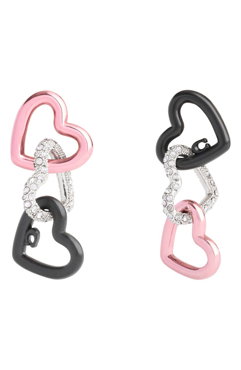 COACH Linked Heart Drop Earrings, Alternate, color, 