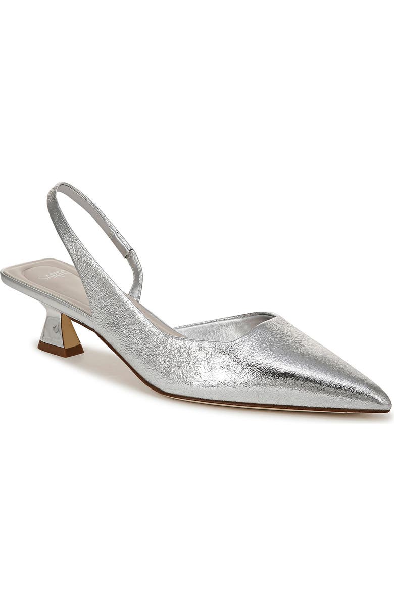 SARTO by Franco Sarto Devin Kitten Heel Slingback Pump, Main, color, Silver