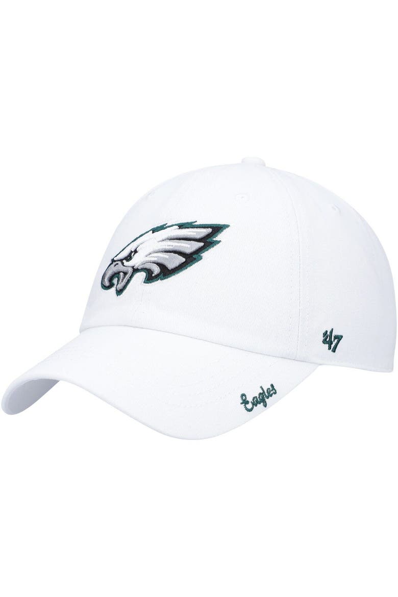 Women's '47 White Philadelphia Eagles Miata Clean Up Logo Adjustable Hat, Main, color, White