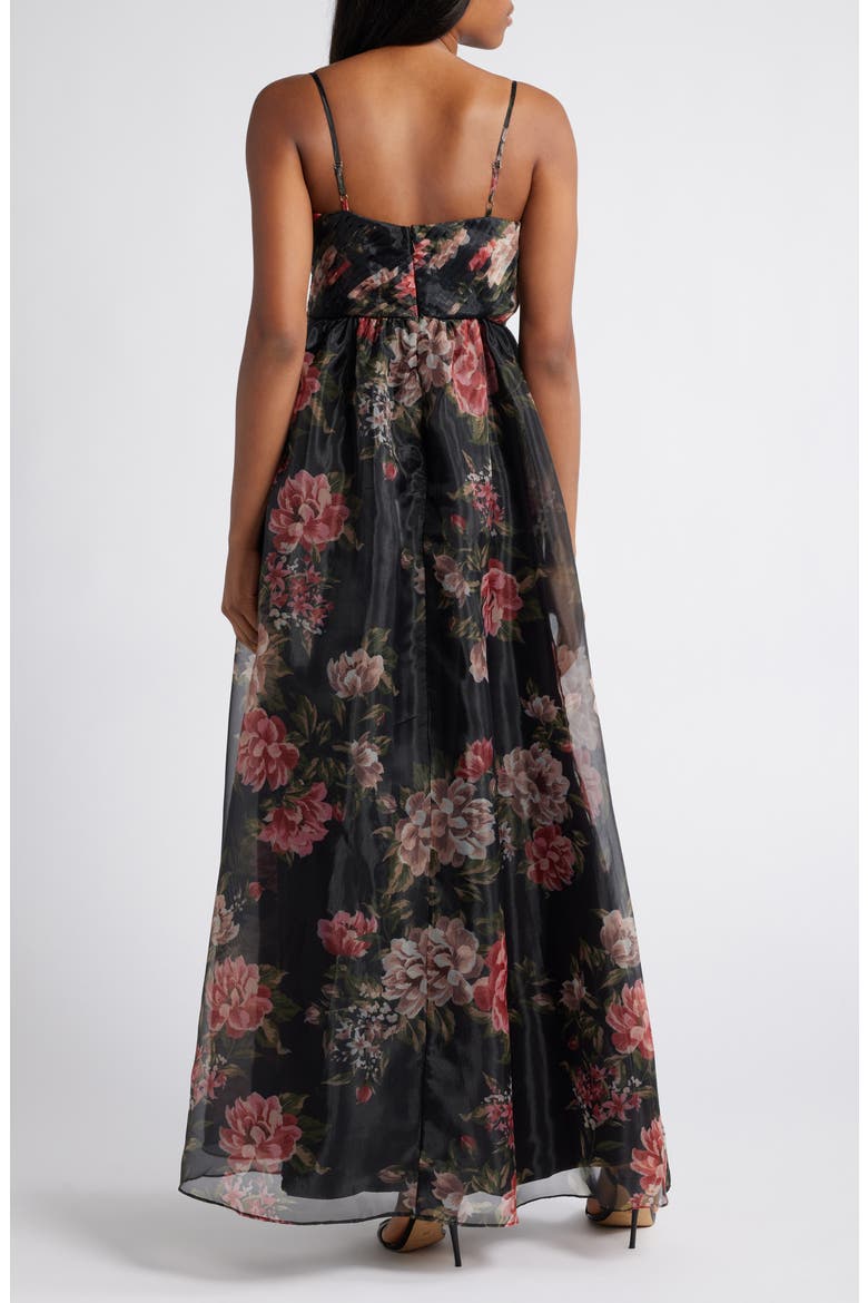 Truly Extraordinary Organza Cocktail Maxi Dress, Alternate, color, BLACK/ RED/ GREEN/ BLUSH