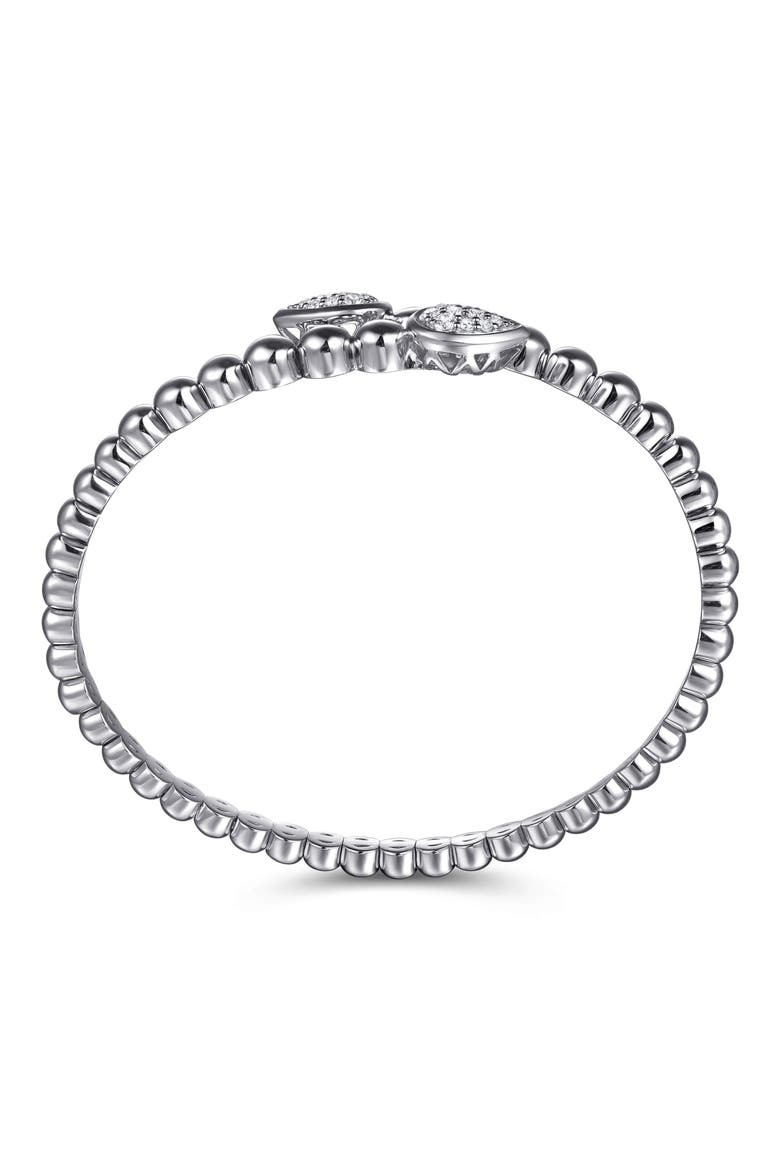Bujukan Sterling Silver White Sapphire Bypass Cuff Bracelet, Alternate, color, STERLING SILVER