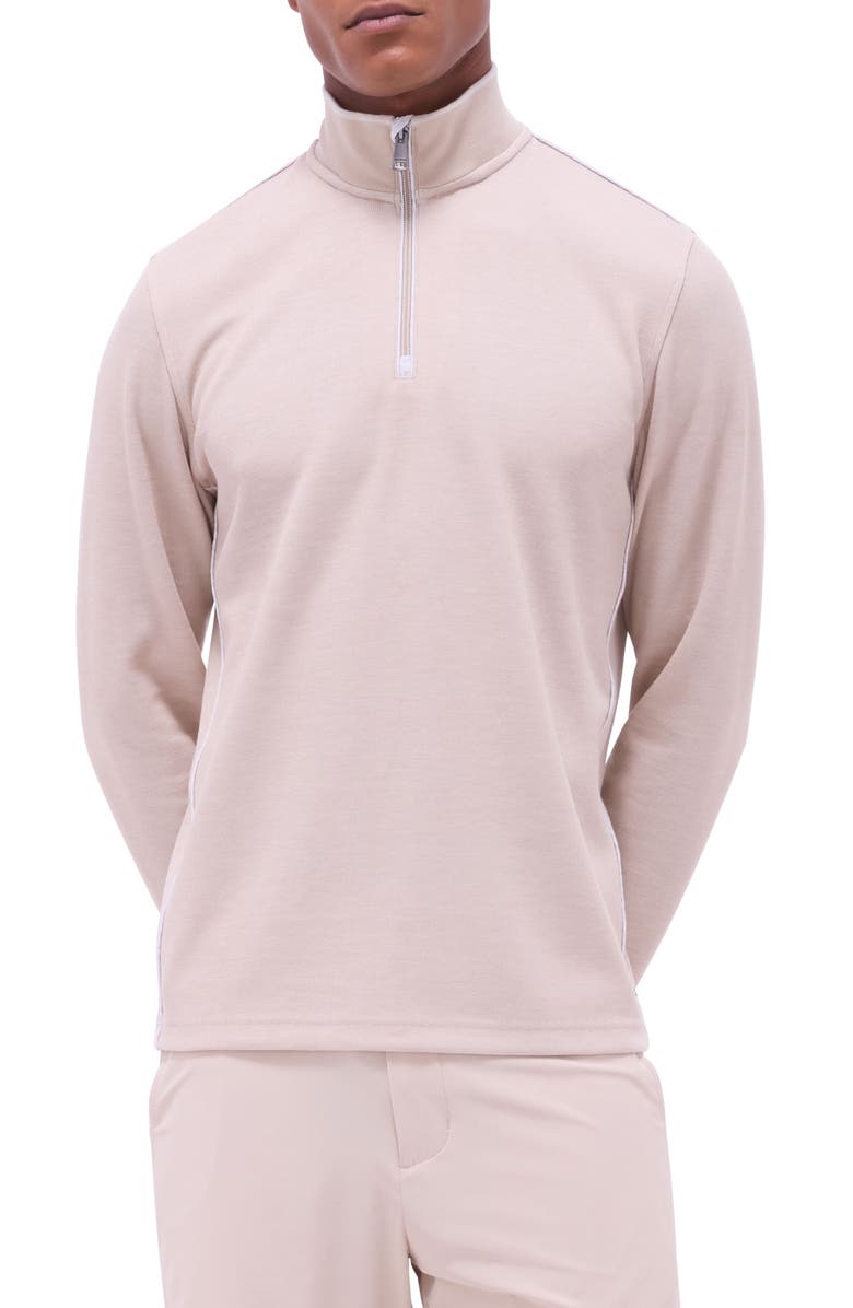Bugatchi Quarter Zip Performance Pullover, Main, color, Sand