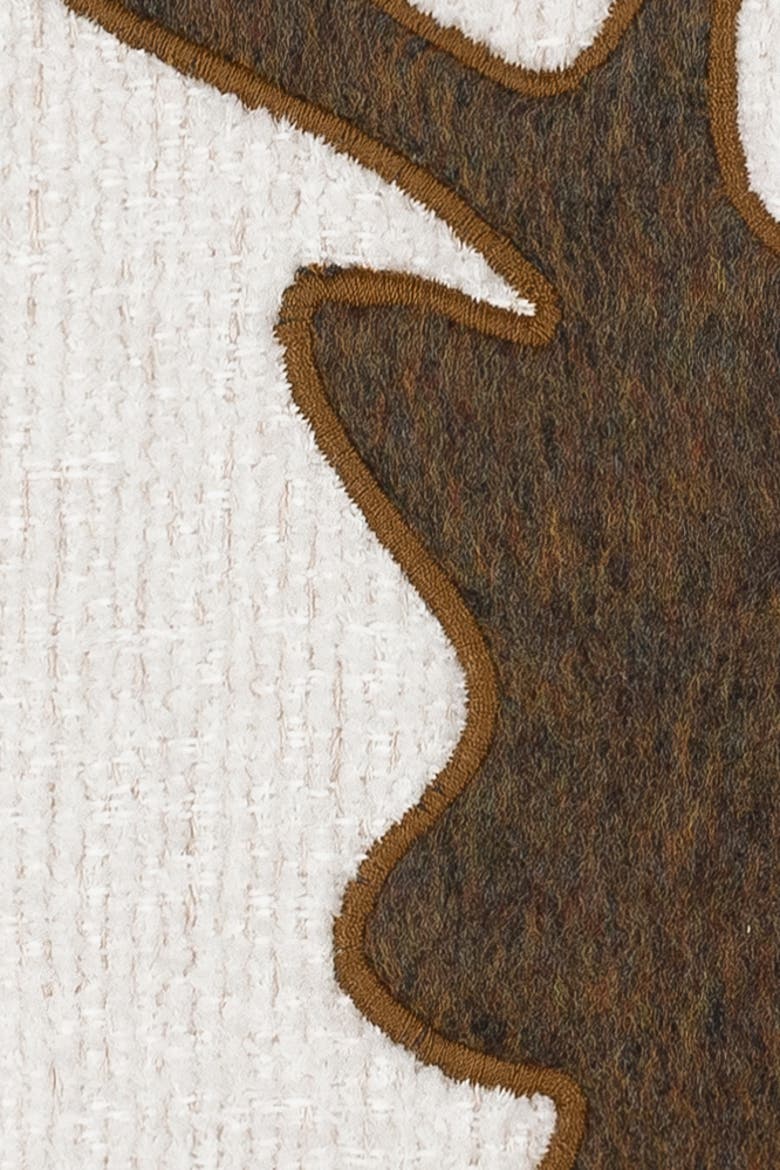 Woodland Stag Applique Chenille Indoor & Outdoor Woven Accent Pillow, Alternate, color, Ivory