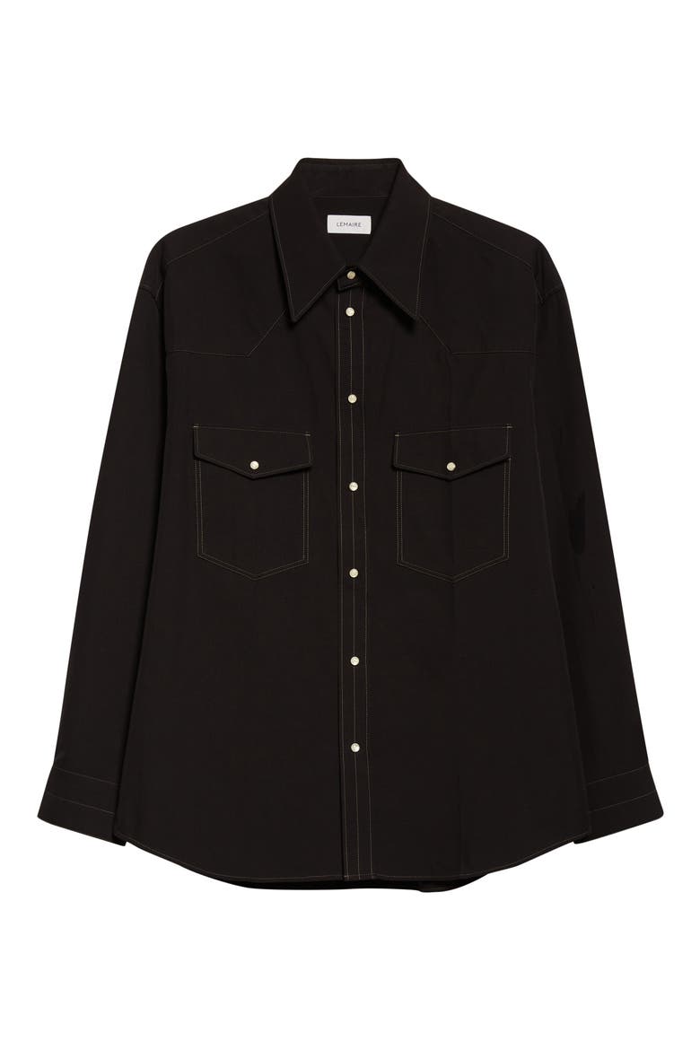 Cotton Twill Western Snap-Up Shirt, Alternate, color, BLACK
