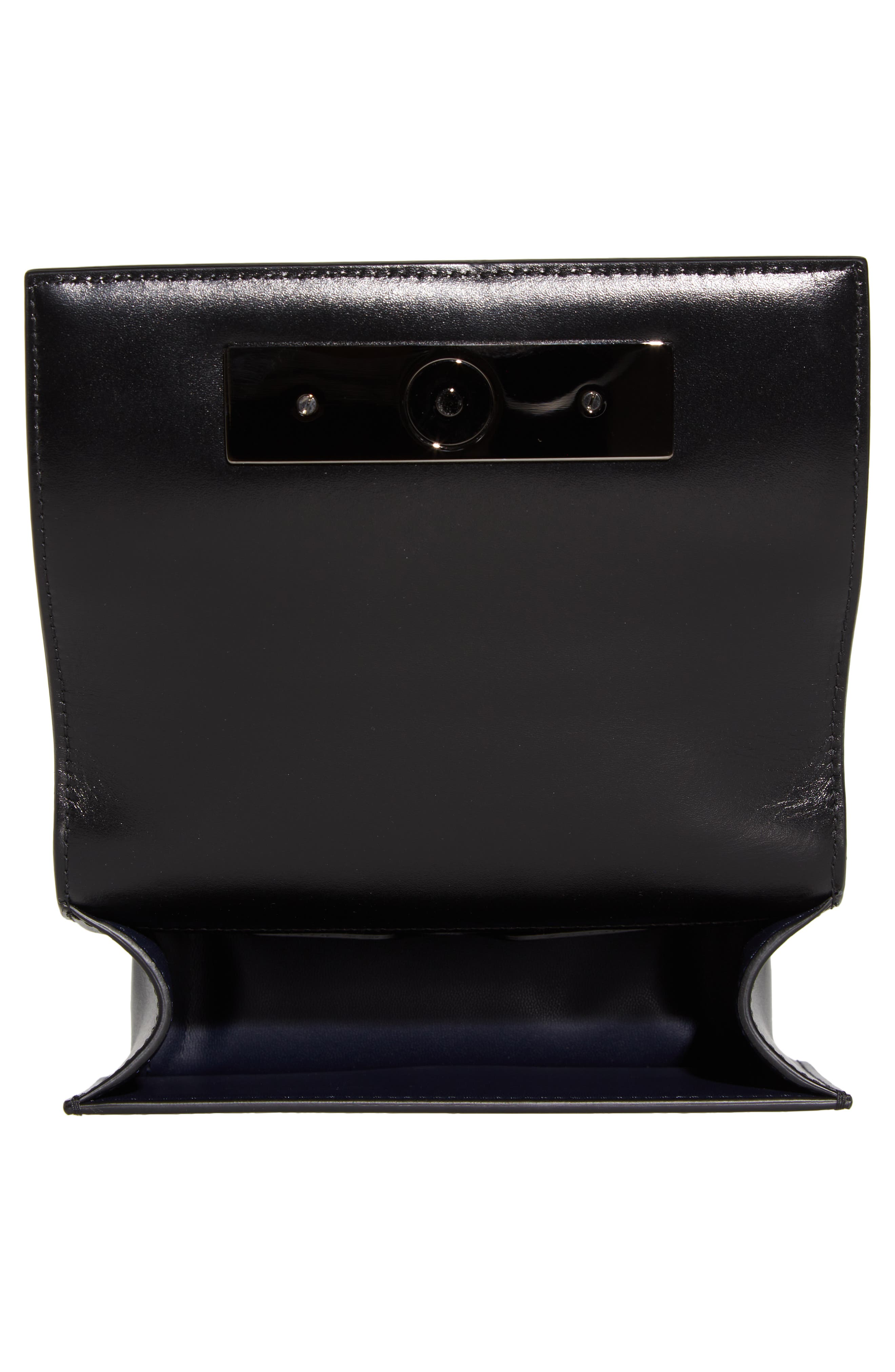 McQueen Mini Jeweled Crystal Embellished Leather Satchel, Alternate, color, Black