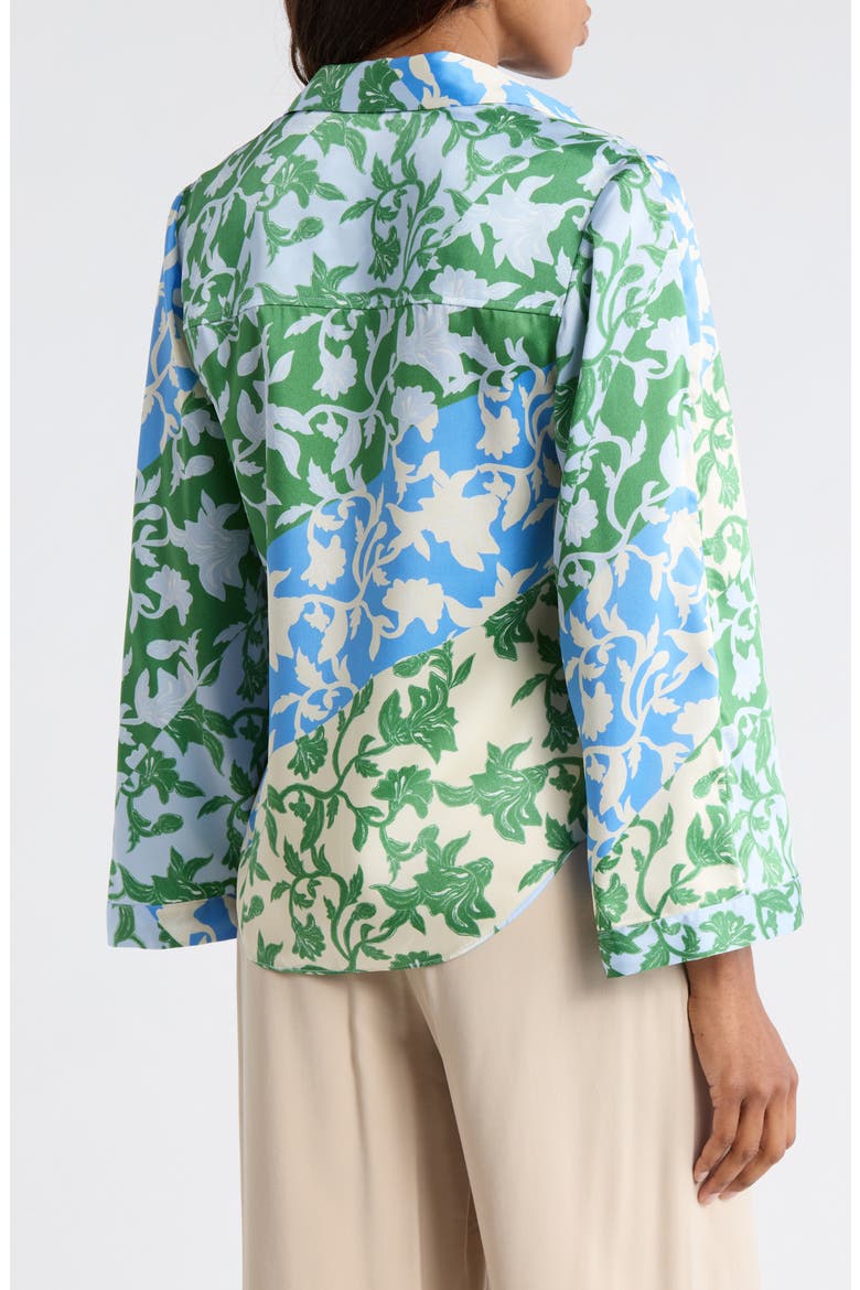 Milad Oversize Bell Sleeve Button-Up Shirt, Alternate, color, BLUE BOTANICAL