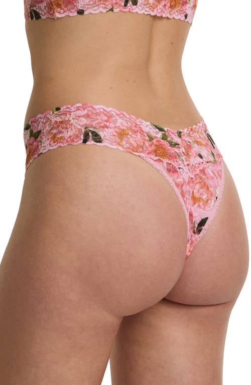 Hanky Panky Printed Signature Lace Original Rise Thong In Pink
