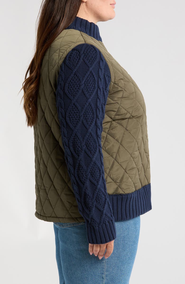 Caslon<sup>®</sup> Mixed Media Quilted Sweater Jacket, Alternate, color,