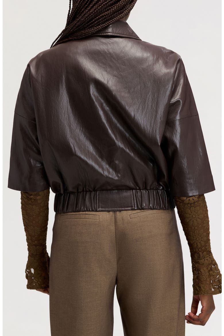 Faux Leather Bomber Jacket, Alternate, color, DARK BROWN