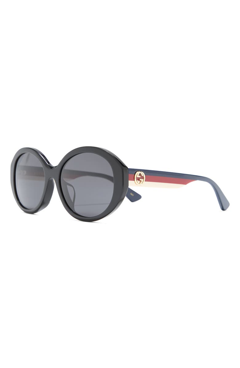 Gucci 57mm Round Oval Sunglasses, Alternate, color, Black Multicolor Grey