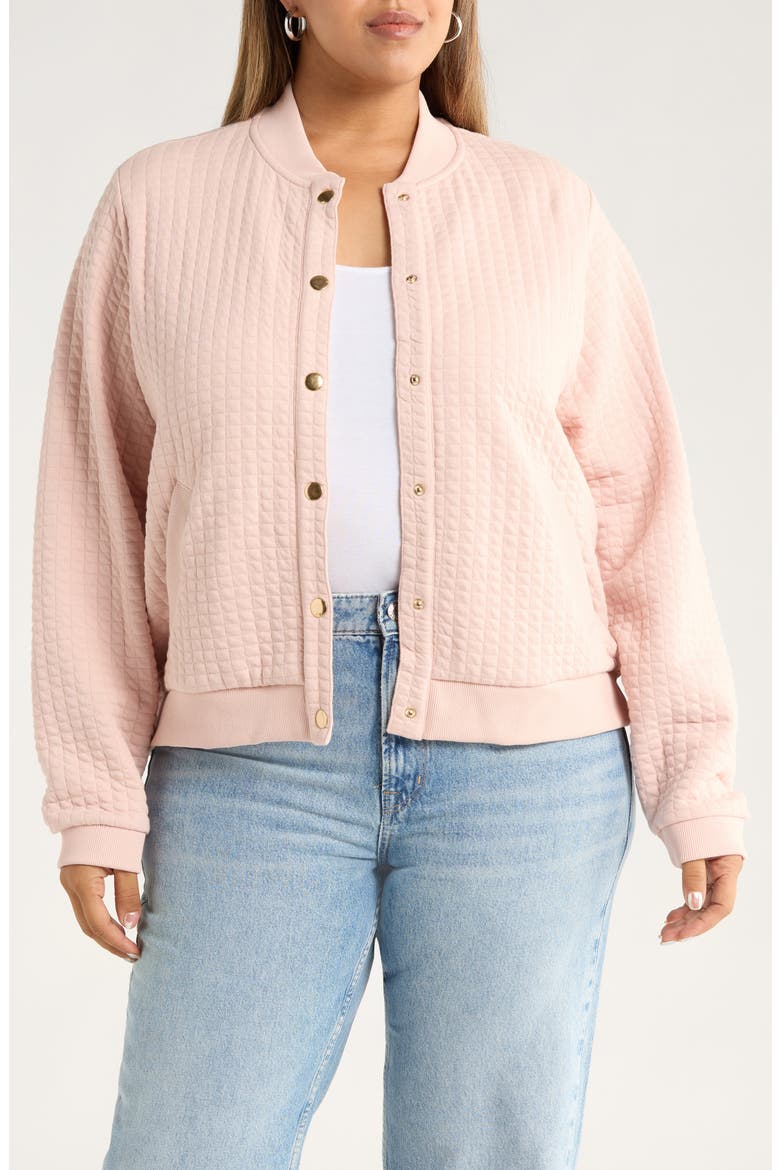 Quilted Cotton Bomber Jacket, Main, color, PINK SMOKE