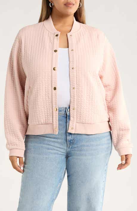 Caslon® Quilted Cotton Bomber Jacket