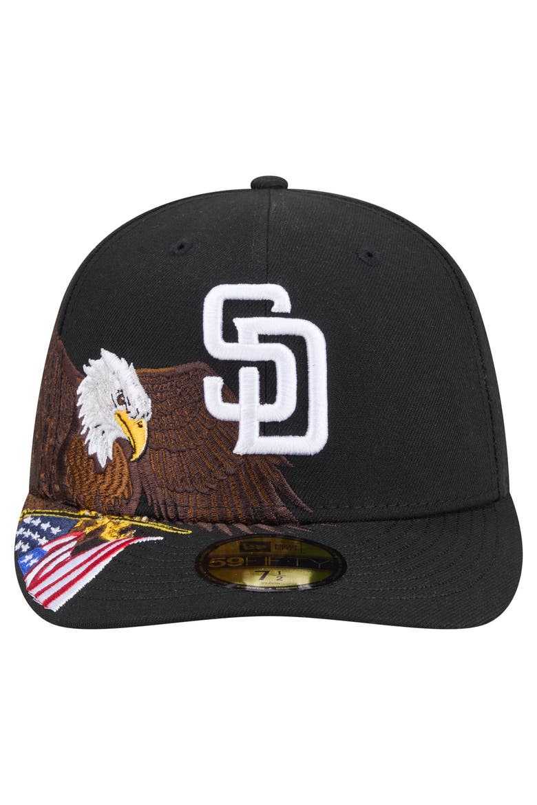 Men's New Era Black San Diego Padres Americana Bald Eagle Pre-Curved 59FIFTY Fitted Hat, Alternate, color, Black