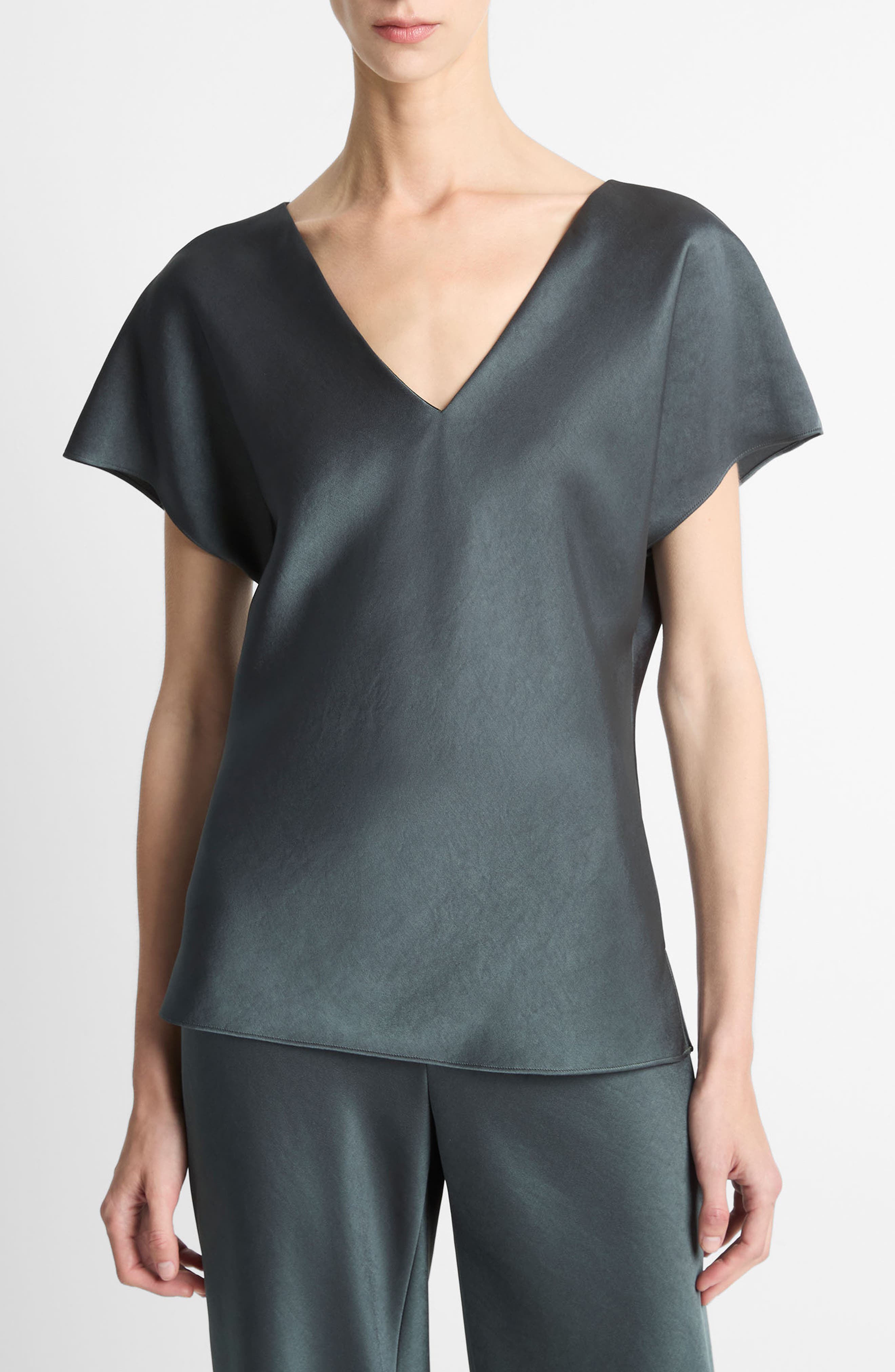 Vince Cap Sleeve V-Neck Top