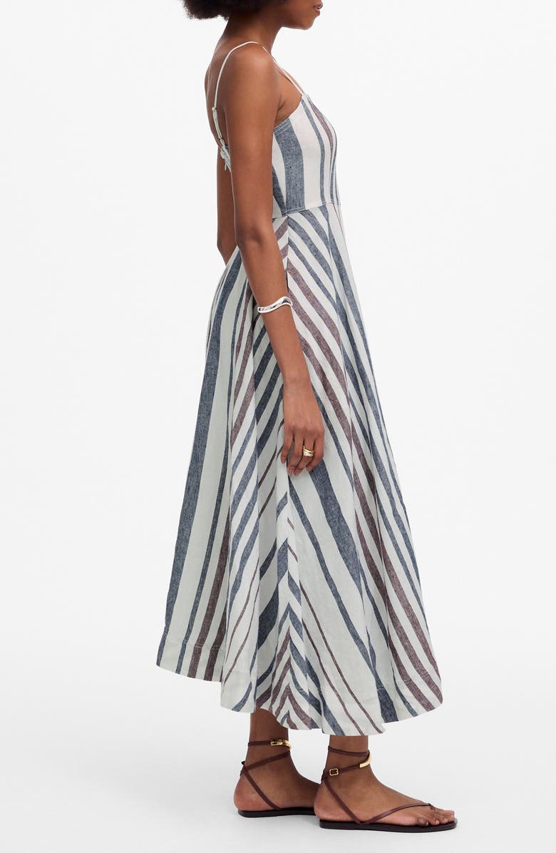 Madewell Stripe Circle Linen Maxi Dress, Alternate, color, White