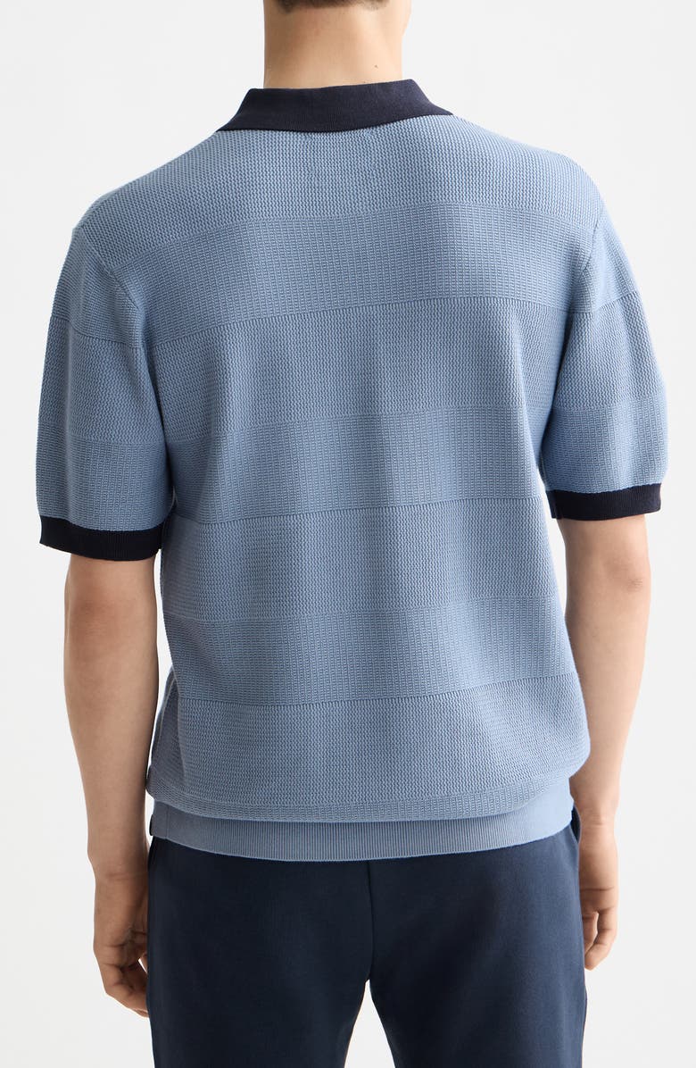 Scotch & Soda Tonal Stripe Cotton Polo Sweater, Alternate, color, Faded Denim