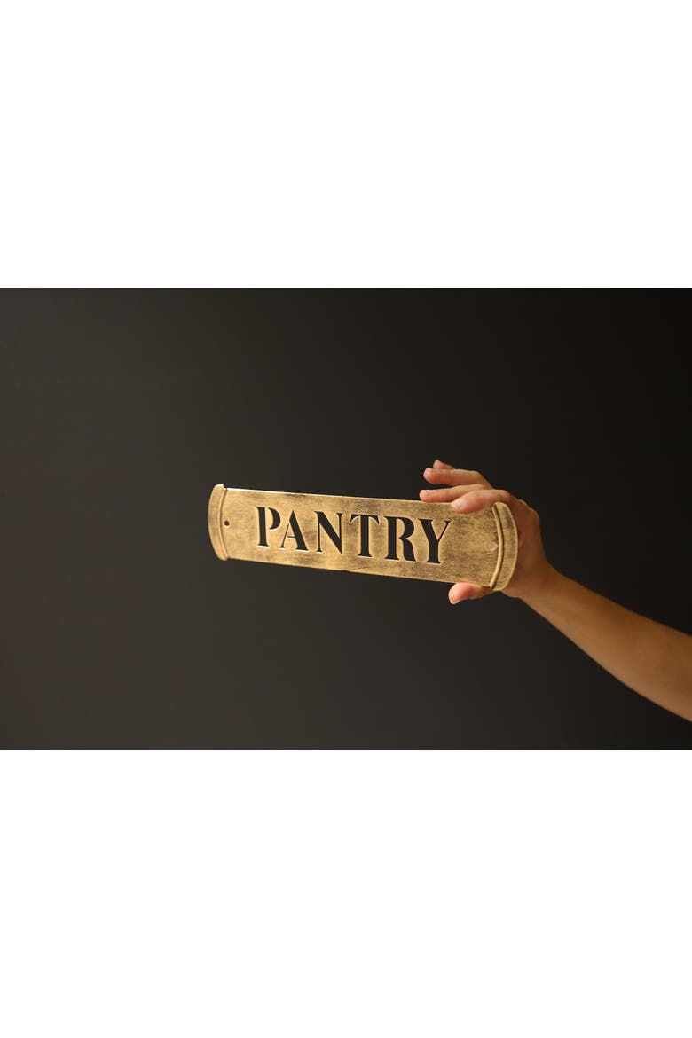 Gabby Pantry Brass Wall Sign, Alternate, color, Brown