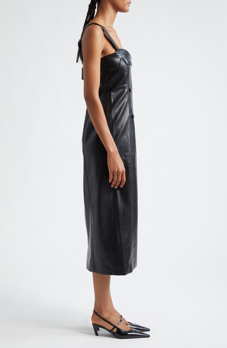 Cinq à Sept Tessa Faux Leather Midi Dress, Alternate, color, Black