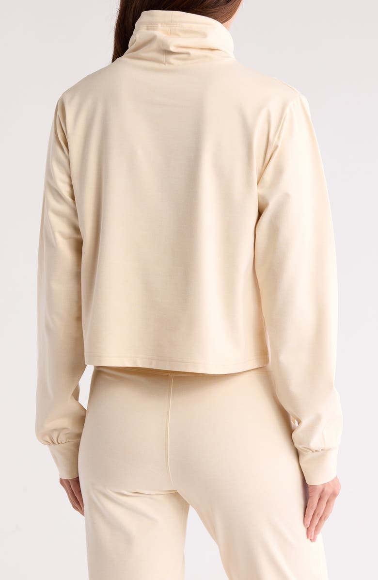 X by Gottex Funnel Neck Heather Top, Alternate, color, Cream