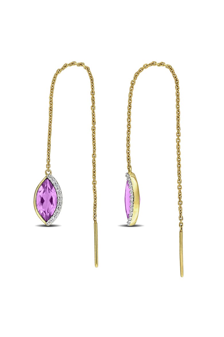 Gemstone & Diamond Threader Earrings 14K, Main, color, Amethyst