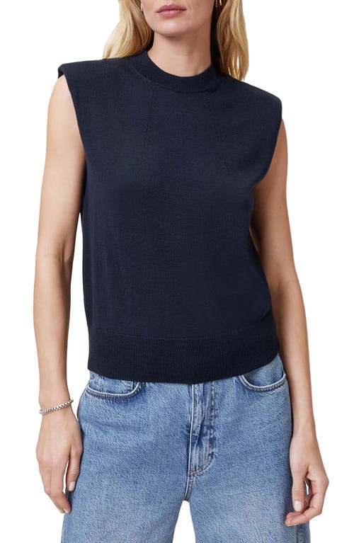 Shop Allsaints Kayla Cap Sleeve Merino Wool Sweater In Ink Blue