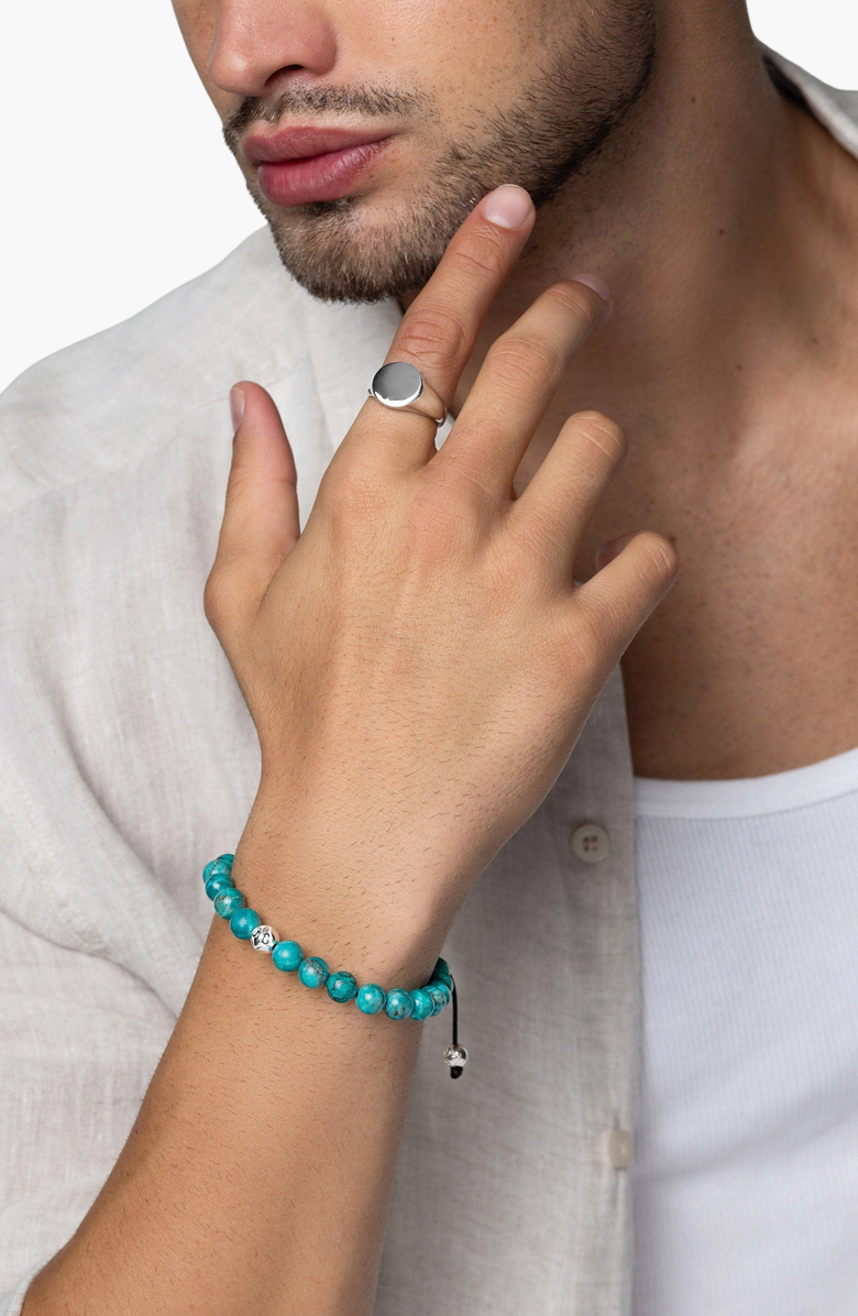 Nialaya Turquoise and Sterling Silver Beaded Bracelet, Alternate, color, Turquoise