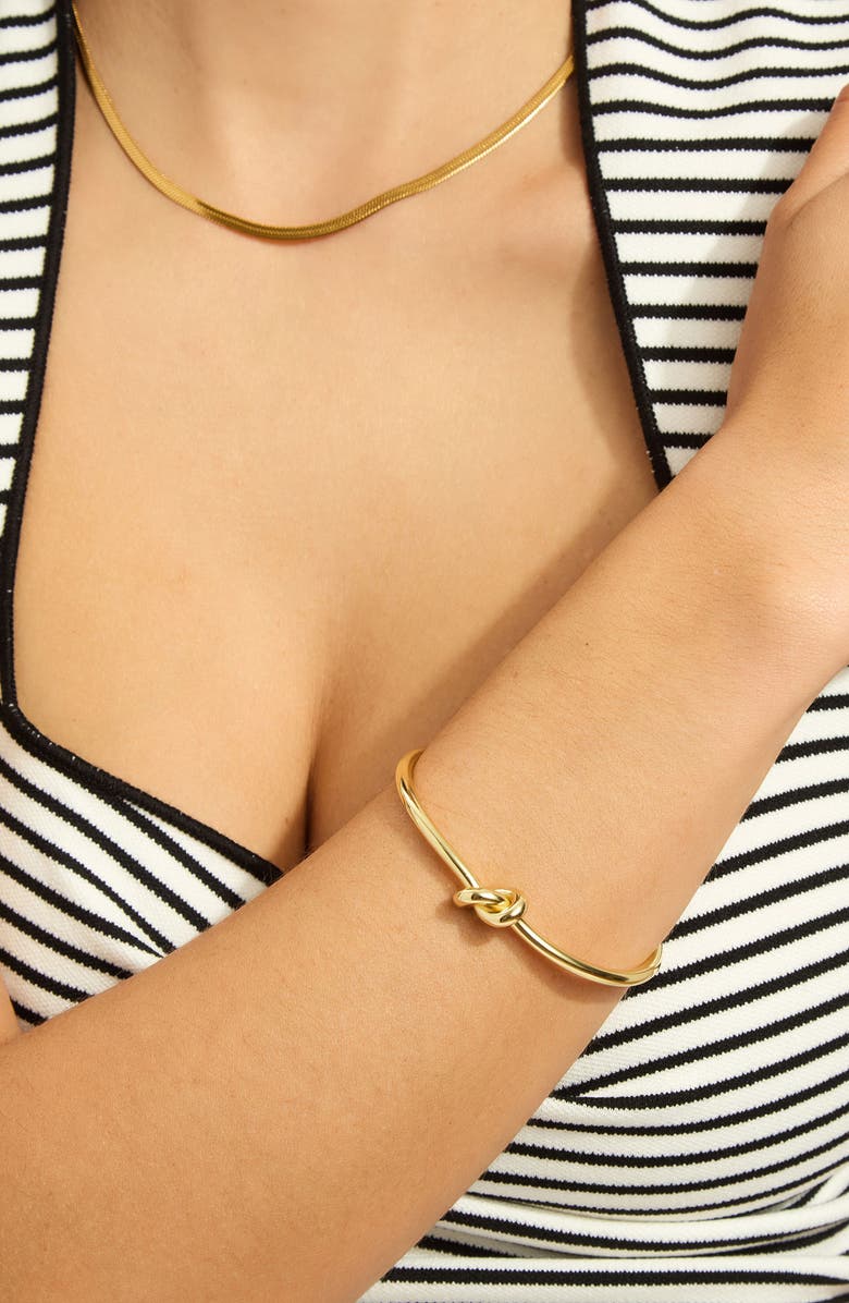 Adornia Plated Knot Cuff Bracelet, Alternate, color, Gold