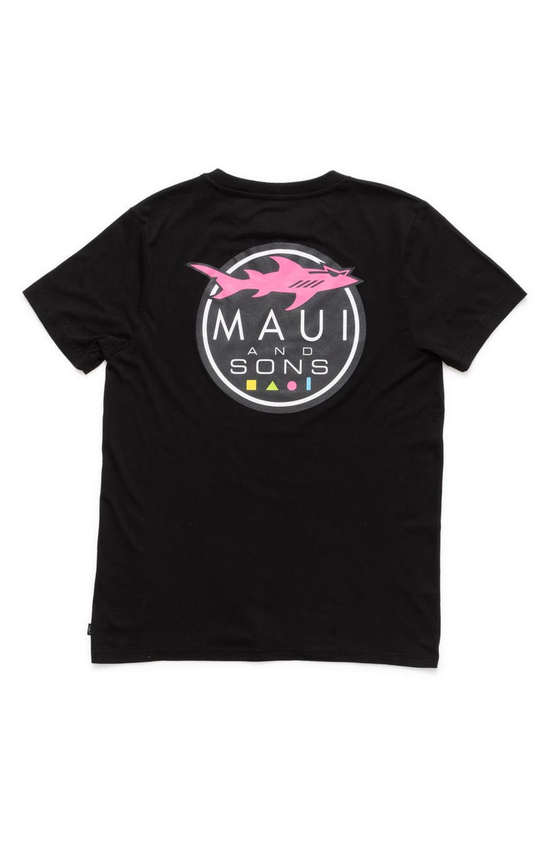 Maui & Sons Shark Logo Graphic T-Shirt, Alternate, color, Black