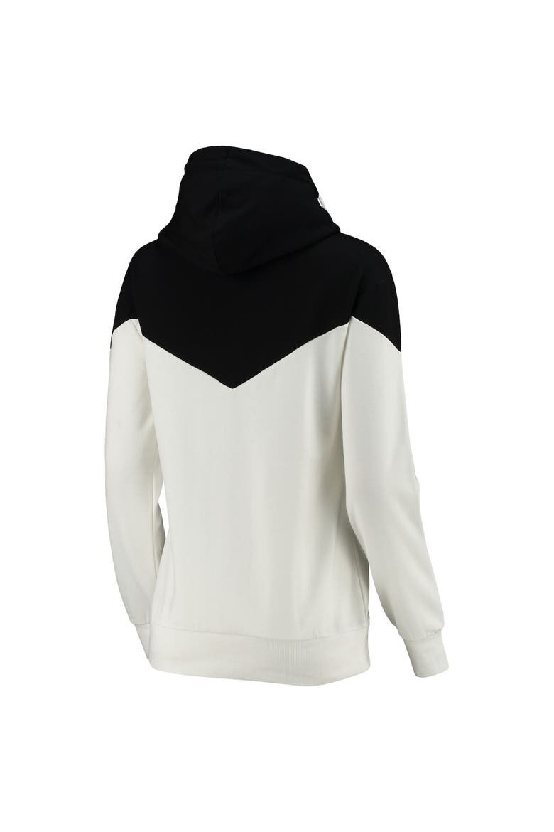 Women's Gameday Couture White/Black South Carolina Gamecocks Old School Arrow Blocked Cowl Neck Tri-Blend Pullover Hoodie, Alternate, color, White