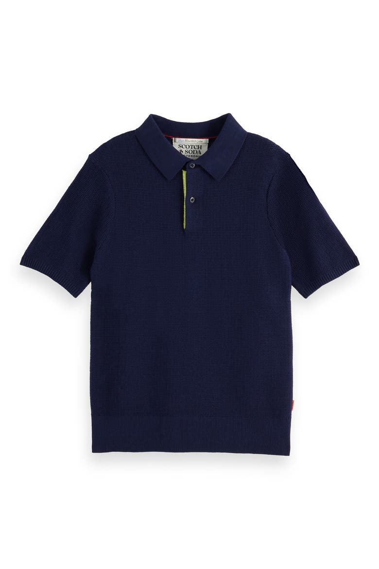 Kids' Textured Cotton Polo, Main, color, NAVY