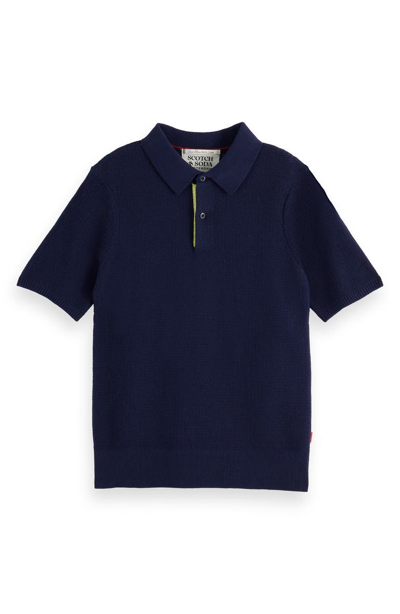 Scotch & Soda Kids' Textured Cotton Polo, Main, color, Navy