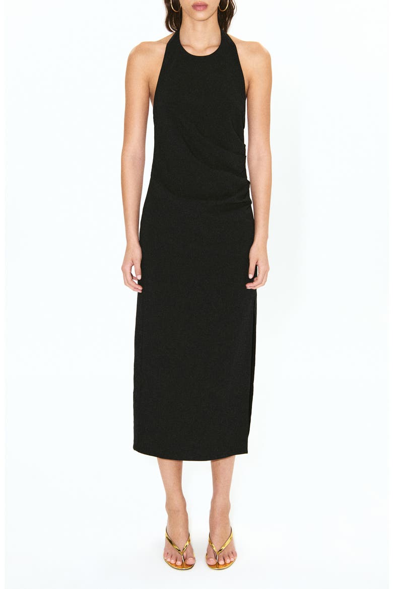Starring Hailey Bieber Lola Halter Neck Dress, Main, color, BLACK