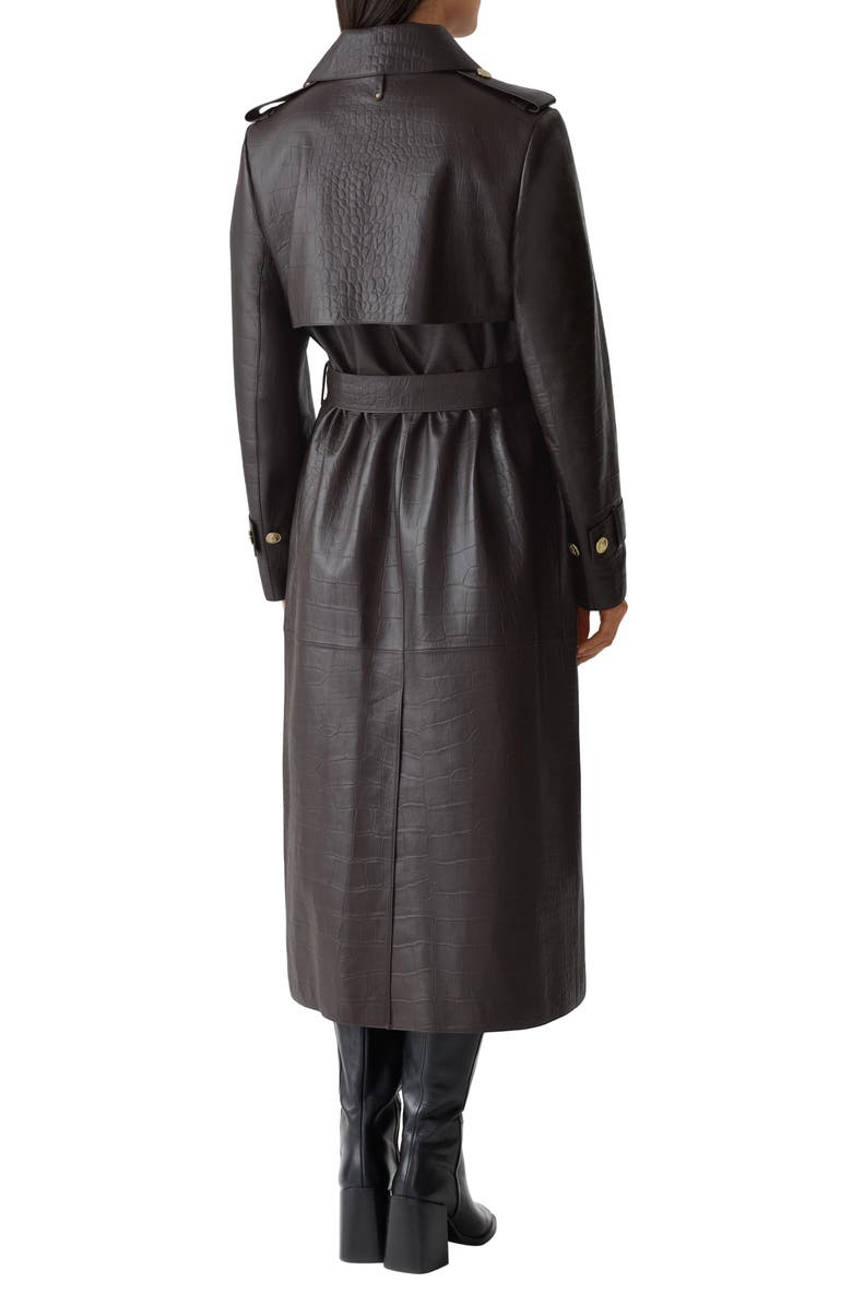 Mackage Gael Double Breasted Lambskin Leather Trench Coat, Alternate, color, Coffee