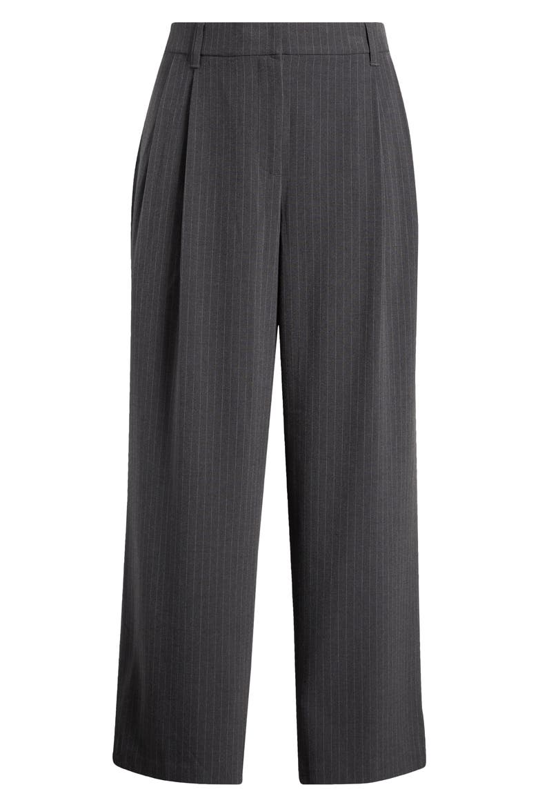 Pinstripe Ultra Skyrise Pleated Wide Leg Pants, Alternate, color, STEEL GREY WHITE