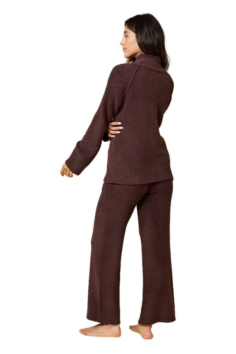 Solid Marshmallow Rib Mock Neck with Long Pant, Alternate, color, Espresso