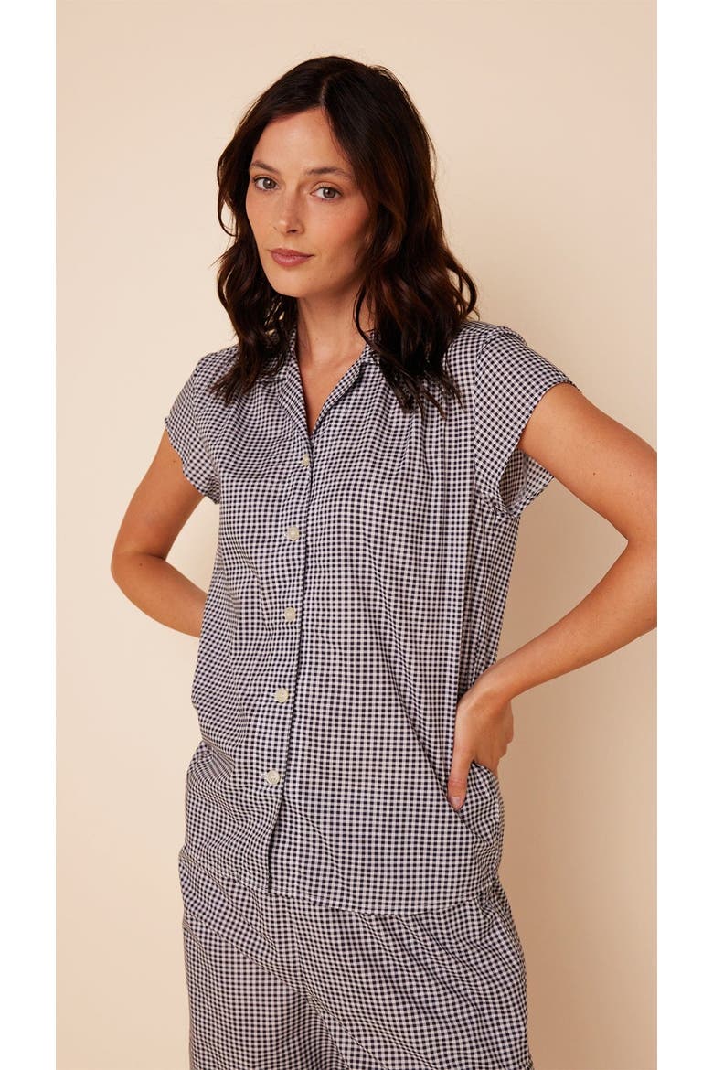 Luxe Pima Capri, Alternate, color, Classic Gingham Navy
