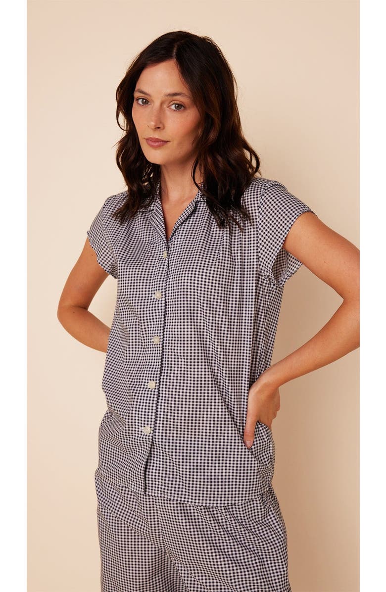 The Cat's Pajamas Luxe Pima Capri Print Set, Alternate, color, Classic Gingham Navy