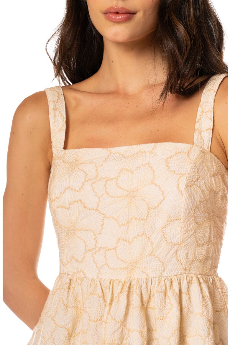 Moonlit Emily Embroidered Tiered Cotton Cover-Up Minidress, Alternate, color, LIGHT BEIGE