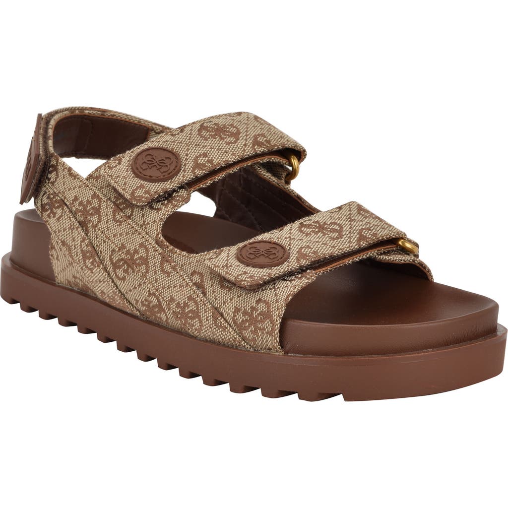 Guess Fadey Slingback Platform Sandal In Medium Brown
