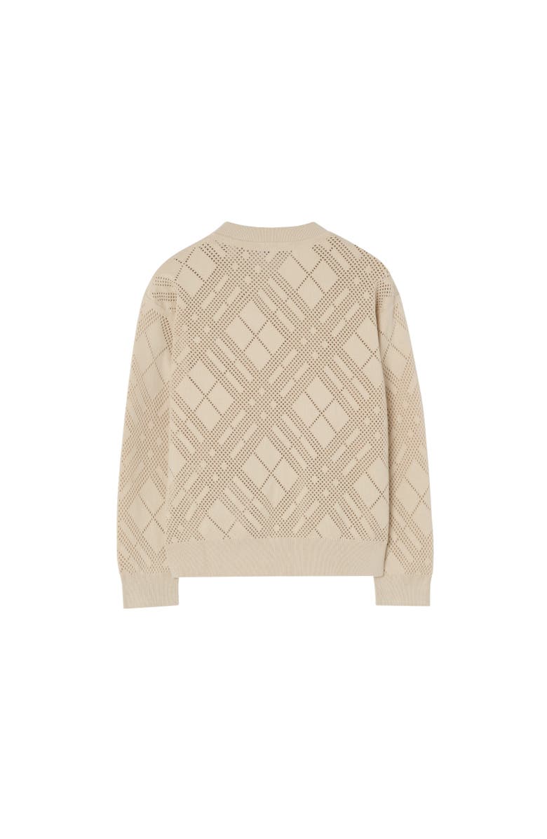 Burberry Pointelle Knit Cotton Cardigan, Alternate, color, Clam Beige