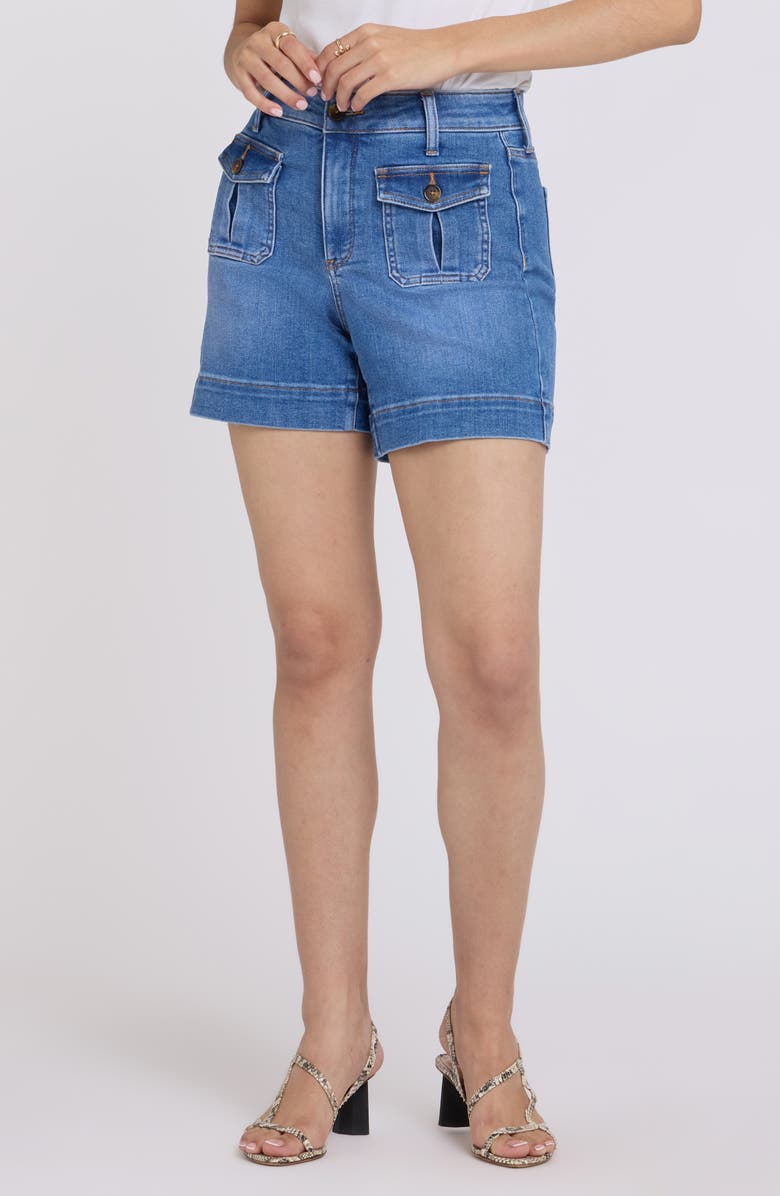 NYDJ Berkyn Patch Pocket High Waist Denim Shorts, Main, color, 