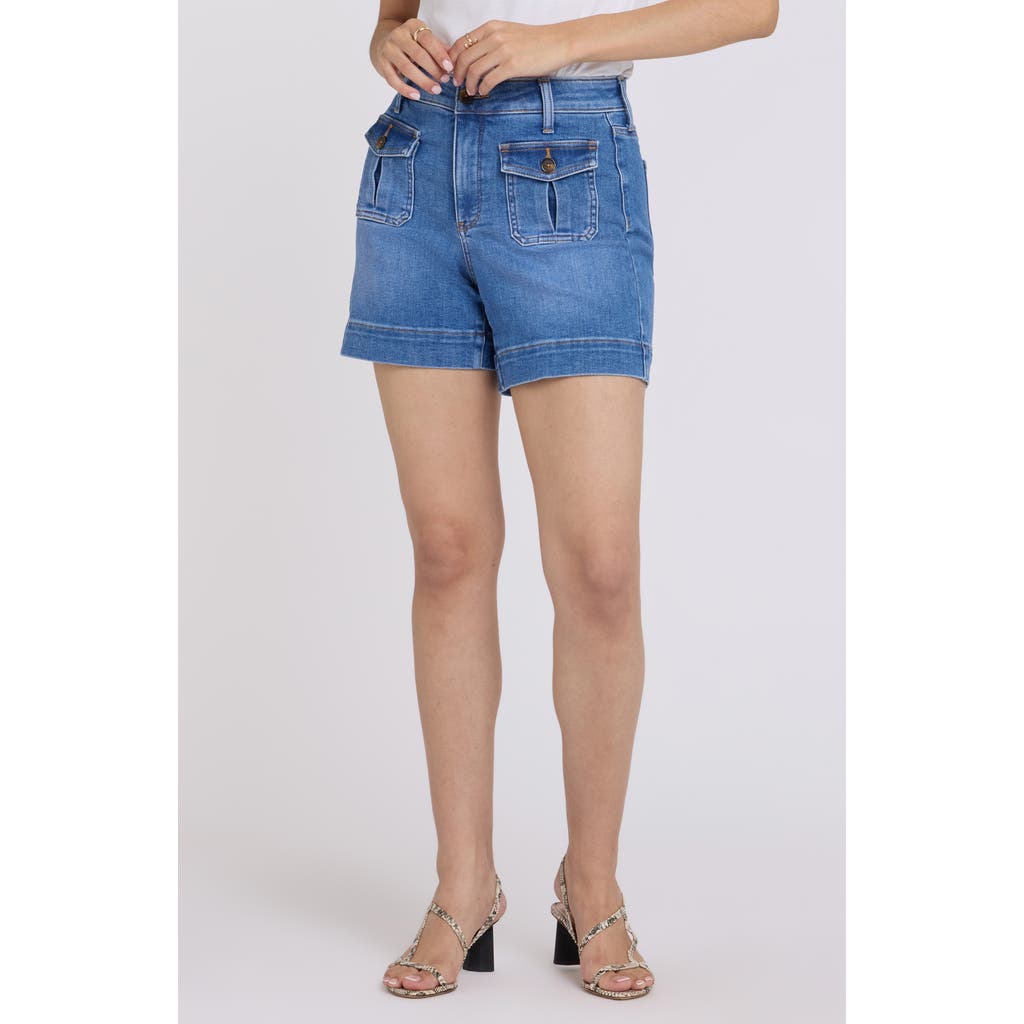 NYDJ Berkyn Patch Pocket High Waist Denim Shorts in Blue Paradise at Nordstrom, Size 18