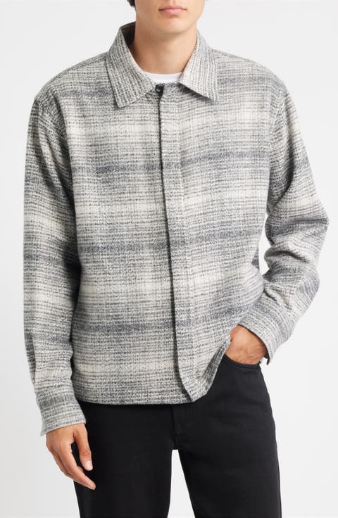 Washed Effect Plaid Overshirt