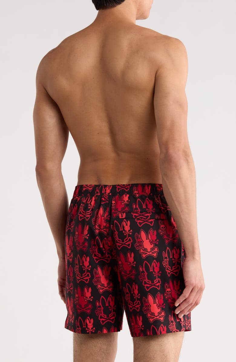 Psycho Bunny Olden Print Swim Shorts, Alternate, color, Black