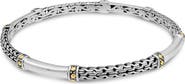 DEVATA Dragon Bone Slide-on Bangle Bracelet in Sterling Silver and 18K Gold Accents